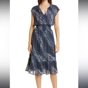 Rails Ashlyn Blue and White Midi Dress with V-Neck